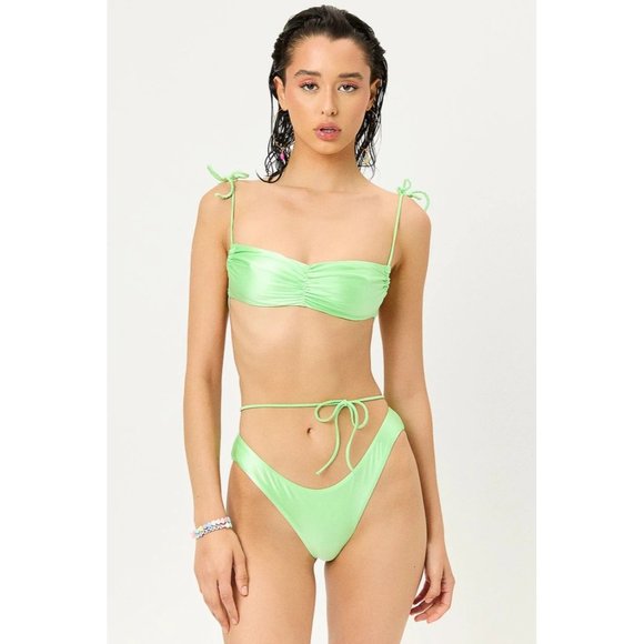Frankie's Bikinis Other - Frankies Bikinis Foxy Satin Bikini Top in Honeydew Medium